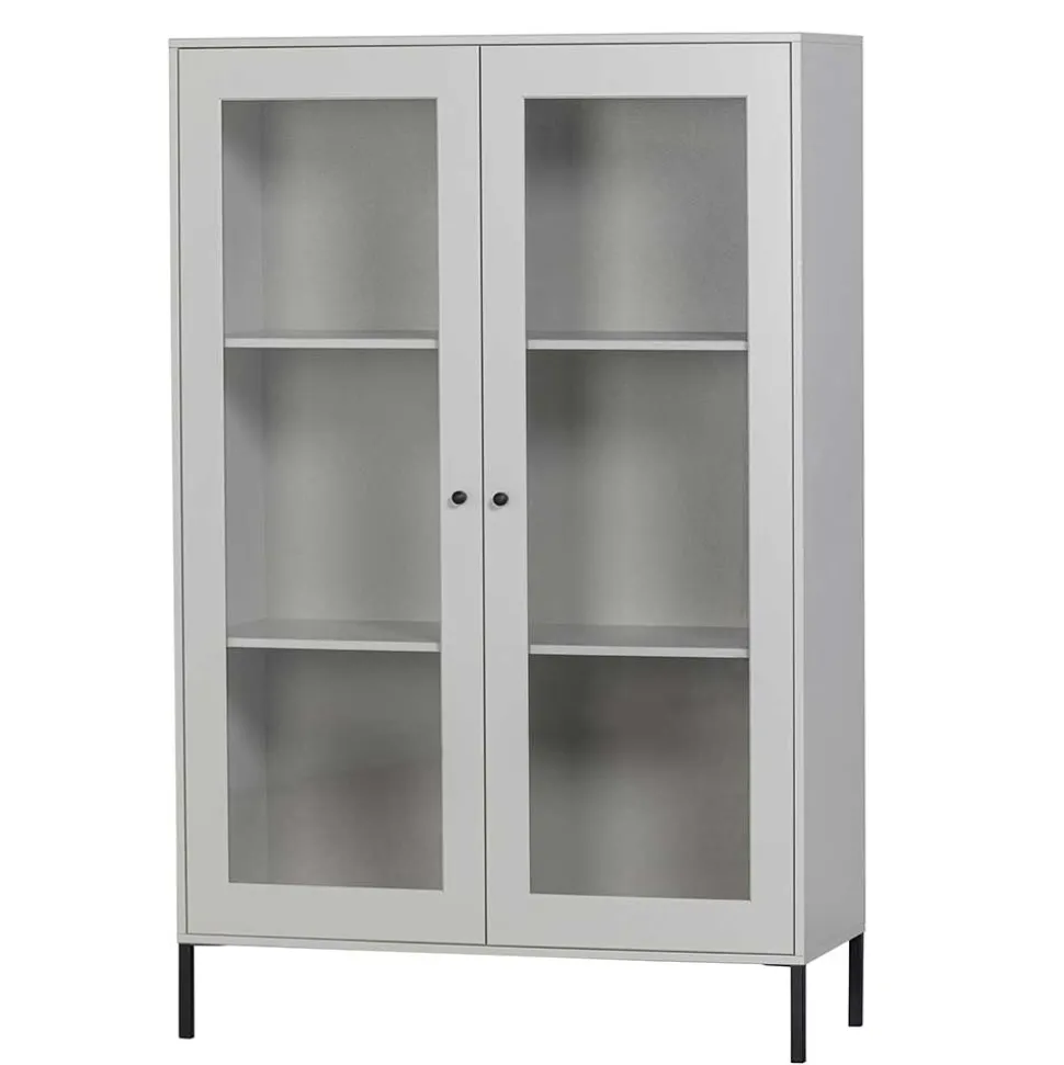 Hellgraue Vitrine aus Kiefer - 2-türig - Luvega