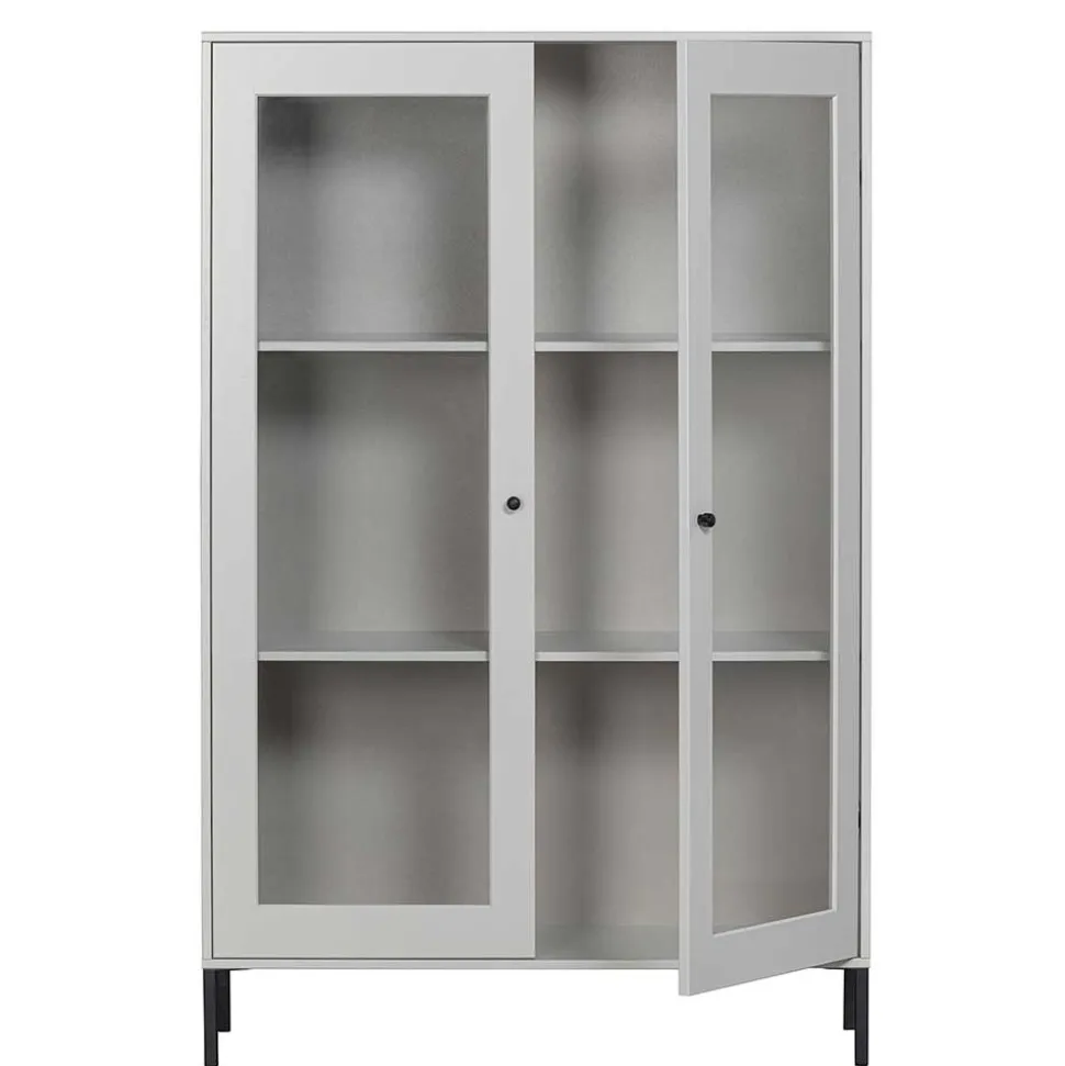 Hellgraue Vitrine aus Kiefer - 2-türig - Luvega