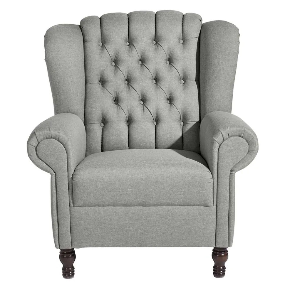 Hellgrauer Chesterfield-Sessel mit Ohren - Barreff
