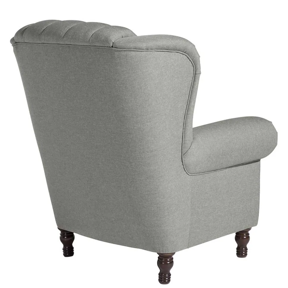 Hellgrauer Chesterfield-Sessel mit Ohren - Barreff