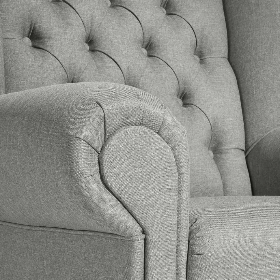 Hellgrauer Chesterfield-Sessel mit Ohren - Barreff