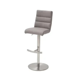 Höhenverstellbarer Barstuhl in Hellgrau Kunstleder Olivera & Edelstahl