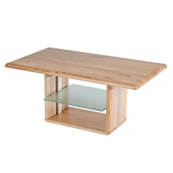 Höhenverstellbarer Couchtisch Callas aus Wildeiche Massivholz 110 cm