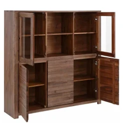 Highboard aus Akazie Massivholz und Glas - Ruffes