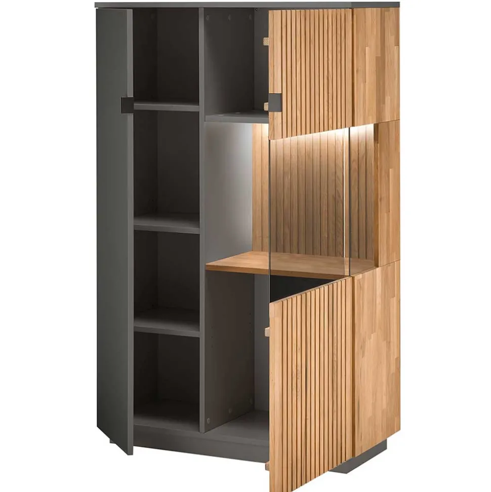 Highboard in Eiche Bianco und Anthrazit - Cruzca I
