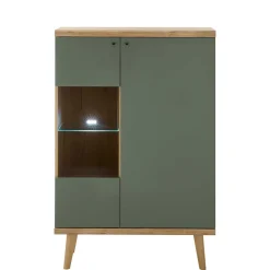 Highboard in Graugrün und Wildeiche - Oliva