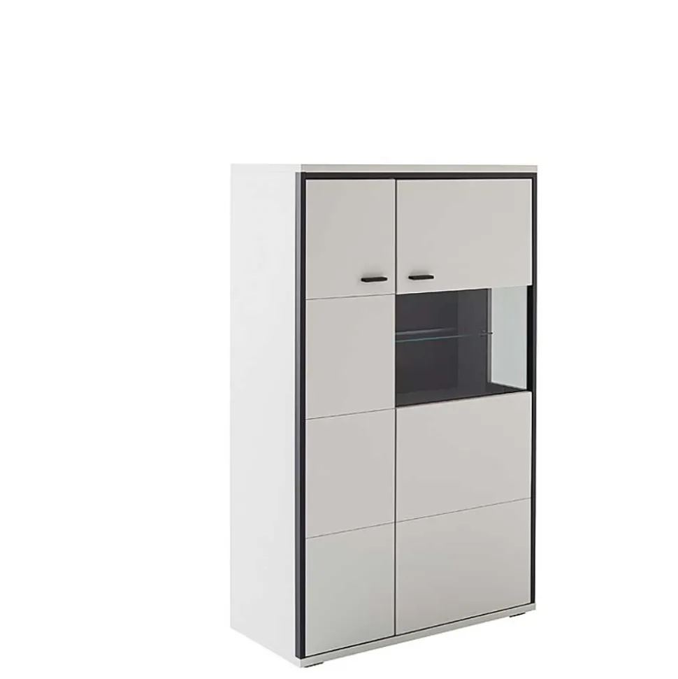 Highboard in Weiß und Schwarzgrau - Loazin