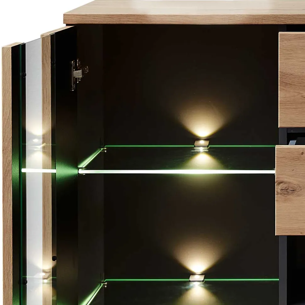 Highboard mit Glas & LED Licht - Kuetra