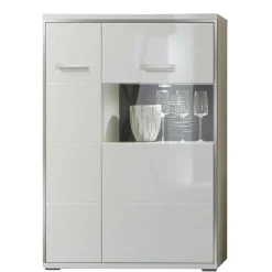 Highboard Tacroma in Hochglanz Weiß Glas