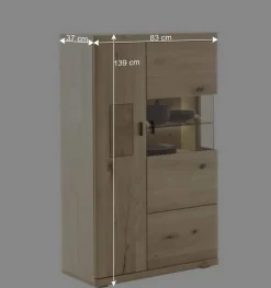 Highboard Vitrine aus hellem Asteiche Massivholz - Losiamos