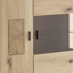 Highboard Vitrine aus hellem Asteiche Massivholz - Losiamos