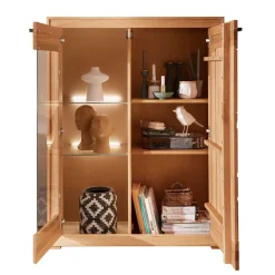Highboard Vitrine aus Kernbuche Massivholz - Sarosca