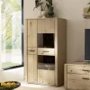 Highboard Vitrine in Asteiche Hell - Jevedaz