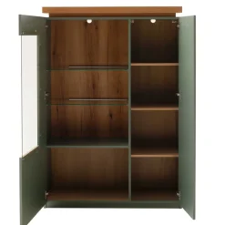 Highboard Vitrine in Graugrün und Eiche - Kwin