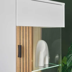 Highboard Vitrine in Mattweiß - Nenaloro