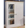 Highboard Vitrine in Weiß und Kiefer Honig - Zentra