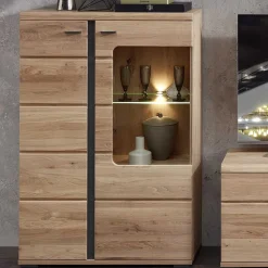 Highboard Vitrine mit LED Beleuchtung - Latenda