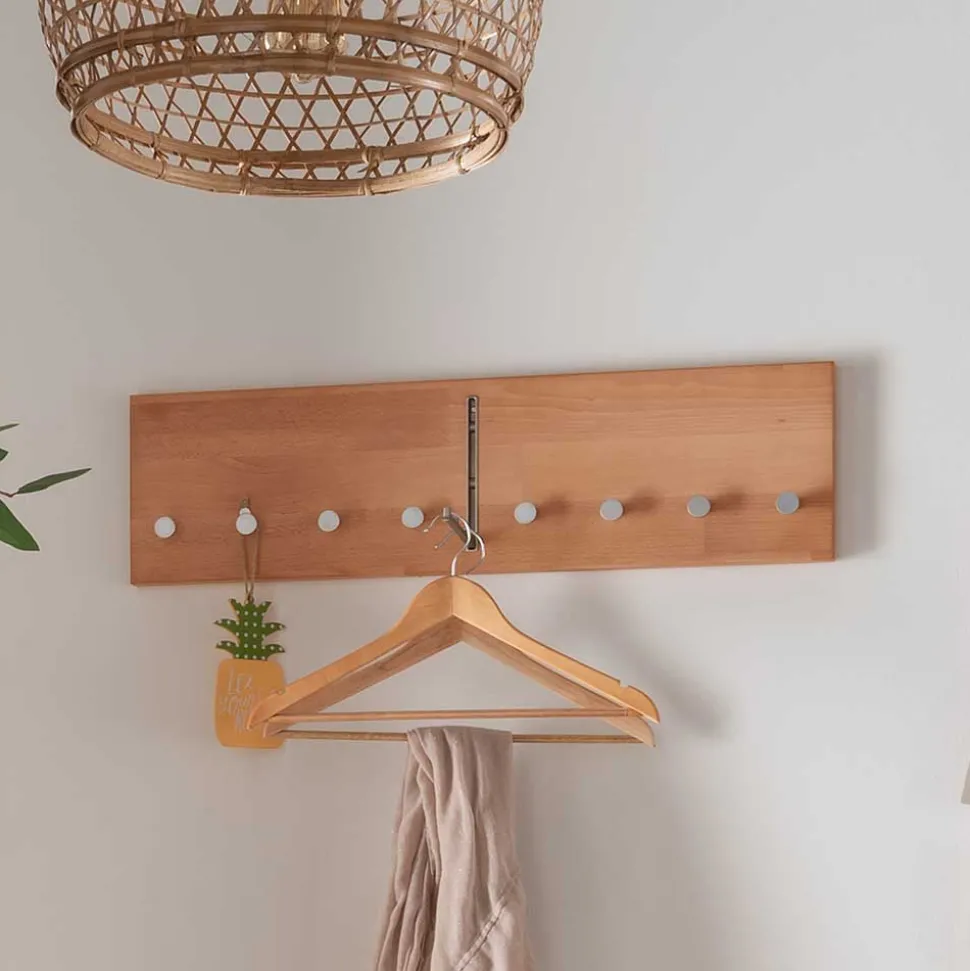 Hängegarderobe aus Buche Massivholz und Metall - Shimousa