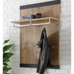 Hängegarderobe in Kastanie Holzoptik & Schwarz - Ebrican