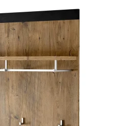 Hängegarderobe in Kastanie Holzoptik & Schwarz - Ebrican