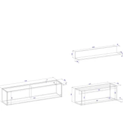 Hängende TV Anbauwand Möbel - Ahilav (dreiteilig)