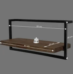 Hängendes Design Regal aus Holz & Stahl - Wenilema