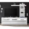 Hochglanz Lowboard fürs TV in Weiß Mextra mit 3 Schubladen