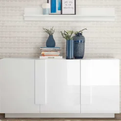 Hochglanz Sideboard mit 3 Türen in Weiß - Kerym