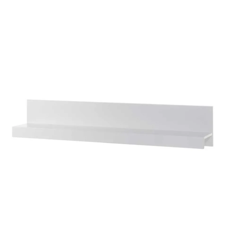 Hochglanz TV Anbauwand in Weiß Yulis optional mit LED (vierteilig)