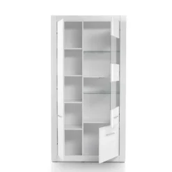 Hochglanz TV Anbauwand in Weiß Yulis optional mit LED (vierteilig)