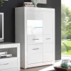 Hochglanz Vitrine in Weiß 3-türig Yulis mit Glaseinsatz