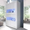 Hochglanz Vitrinenschrank in Weiß - Sogno