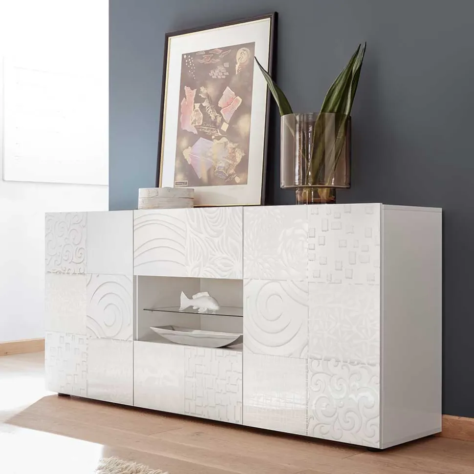 Hochglänzend lackiertes Sideboard in Weiß - Vascaub