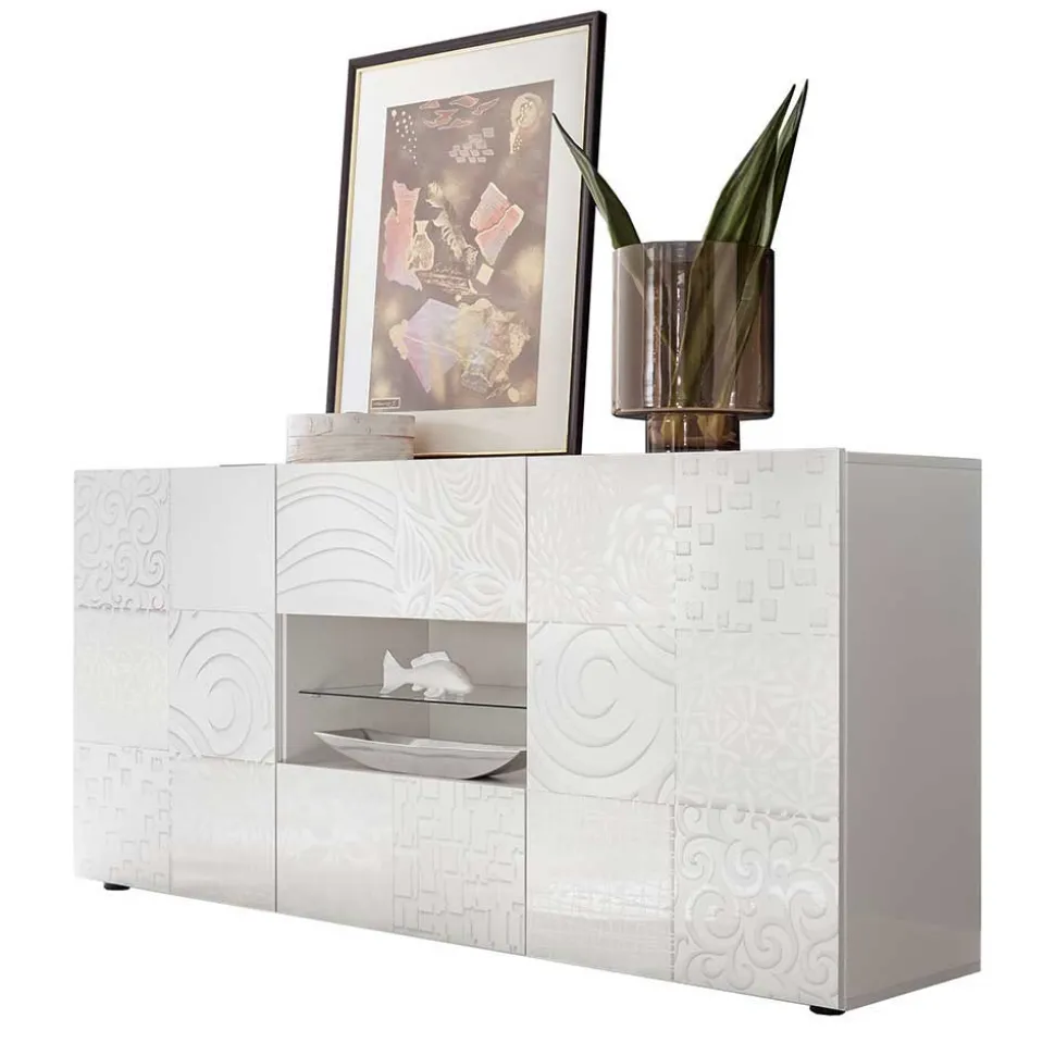 Hochglänzend lackiertes Sideboard in Weiß - Vascaub