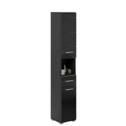 Hochglänzender Bad Hochschrank in Schwarz - Culina