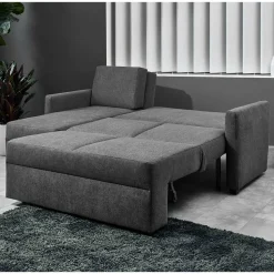 Hochwertiges Ecksofa mit Schlaffunktion in Anthrazit - Renero
