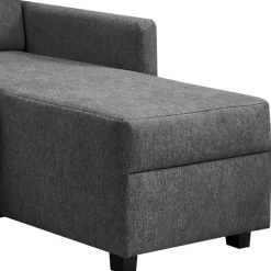 Hochwertiges Ecksofa mit Schlaffunktion in Anthrazit - Renero