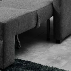 Hochwertiges Ecksofa mit Schlaffunktion in Anthrazit - Renero