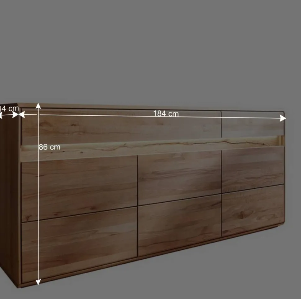 Hochwertiges Wildeiche Sideboard 184x86x44 cm - Acmida