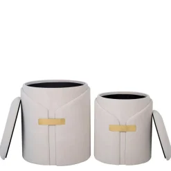 Hocker Duo in Cremeweiß Samtvelours - Norma (zweiteilig)