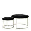 Hocker Duo in Schwarz mit Silber - Utony (zweiteilig)