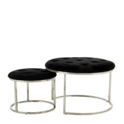 Hocker Duo in Schwarz mit Silber - Utony (zweiteilig)