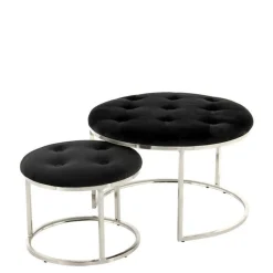 Hocker Duo in Schwarz mit Silber - Utony (zweiteilig)