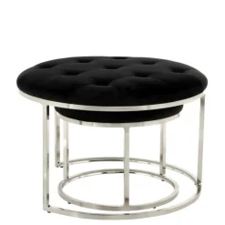 Hocker Duo in Schwarz mit Silber - Utony (zweiteilig)