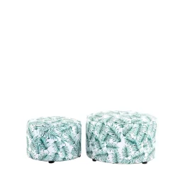 Hocker Duo mit Blatt Muster - Cocktail (zweiteilig)