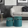 Hocker in Blau Petrol mit Silber - Beanca (zweiteilig)