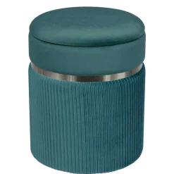 Hocker in Blau Petrol mit Silber - Beanca (zweiteilig)