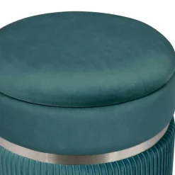 Hocker in Blau Petrol mit Silber - Beanca (zweiteilig)