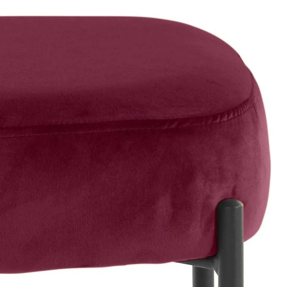 Hocker in Bordeaux Rot Samt - Car