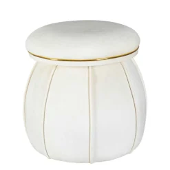 Hocker in Cremeweiß mit Gold - Mangali